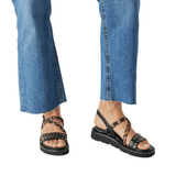 Tamaris women's black sandal with buckle