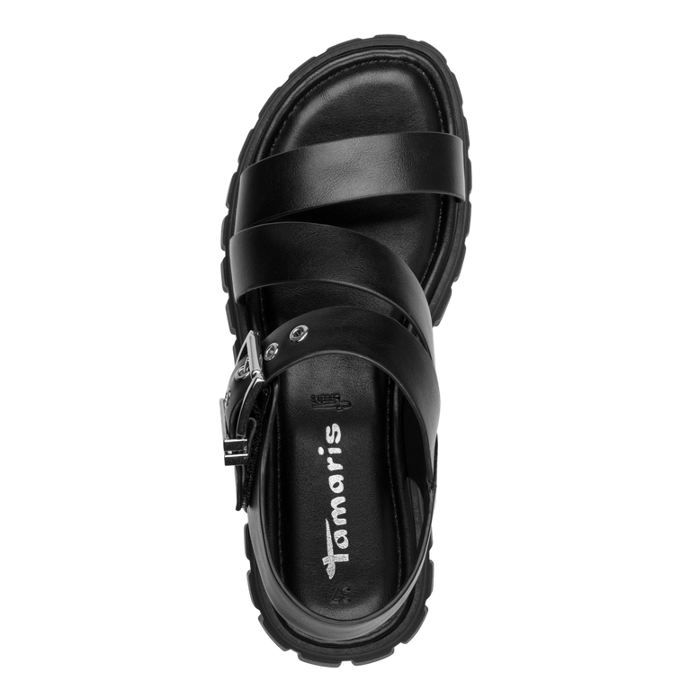 Tamaris women's black sandal with buckle