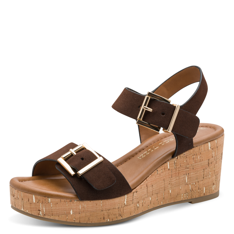 Marco Tozzi Womens Wedge Sandal 28389 Choco