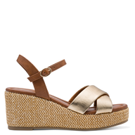 Marco Tozzi Womens Wedge Sandal 28397 Gold Combi