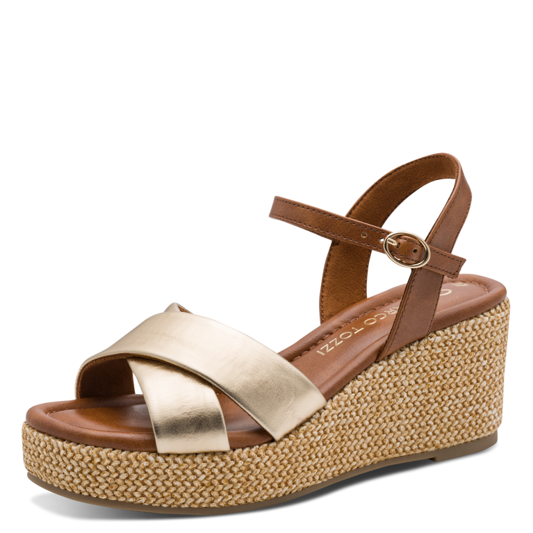 Marco Tozzi Womens Wedge Sandal 28397 Gold Combi