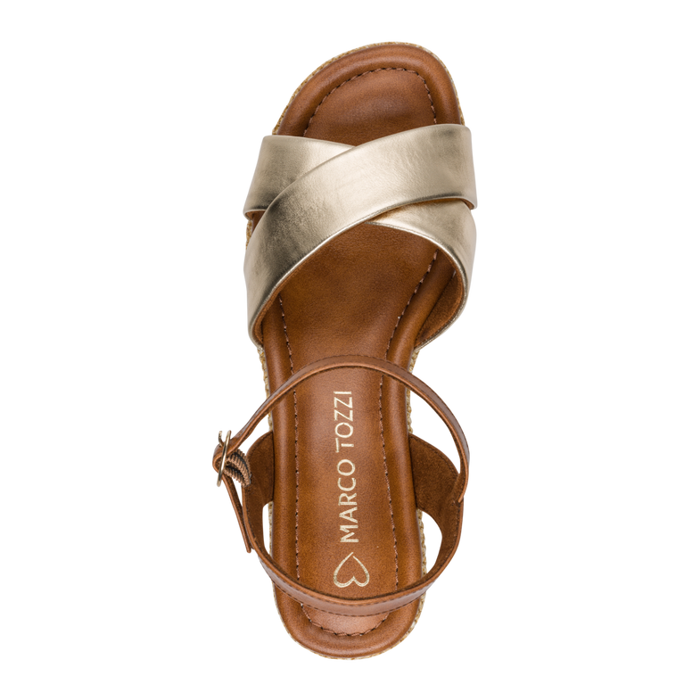 Marco Tozzi Womens Wedge Sandal 28397 Gold Combi