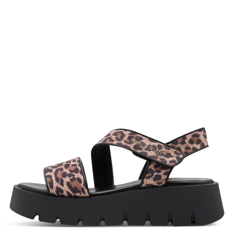 Marco Tozzi women's brown sandal with touch-fastening strap