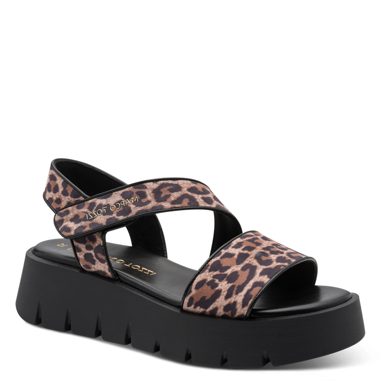 Marco Tozzi women's brown sandal with touch-fastening strap