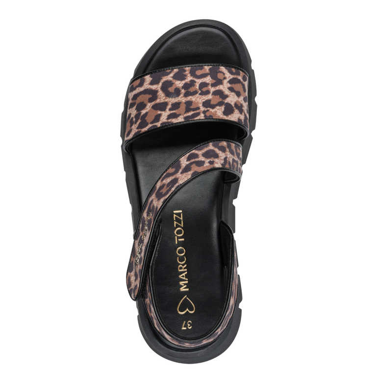 Marco Tozzi women's brown sandal with touch-fastening strap