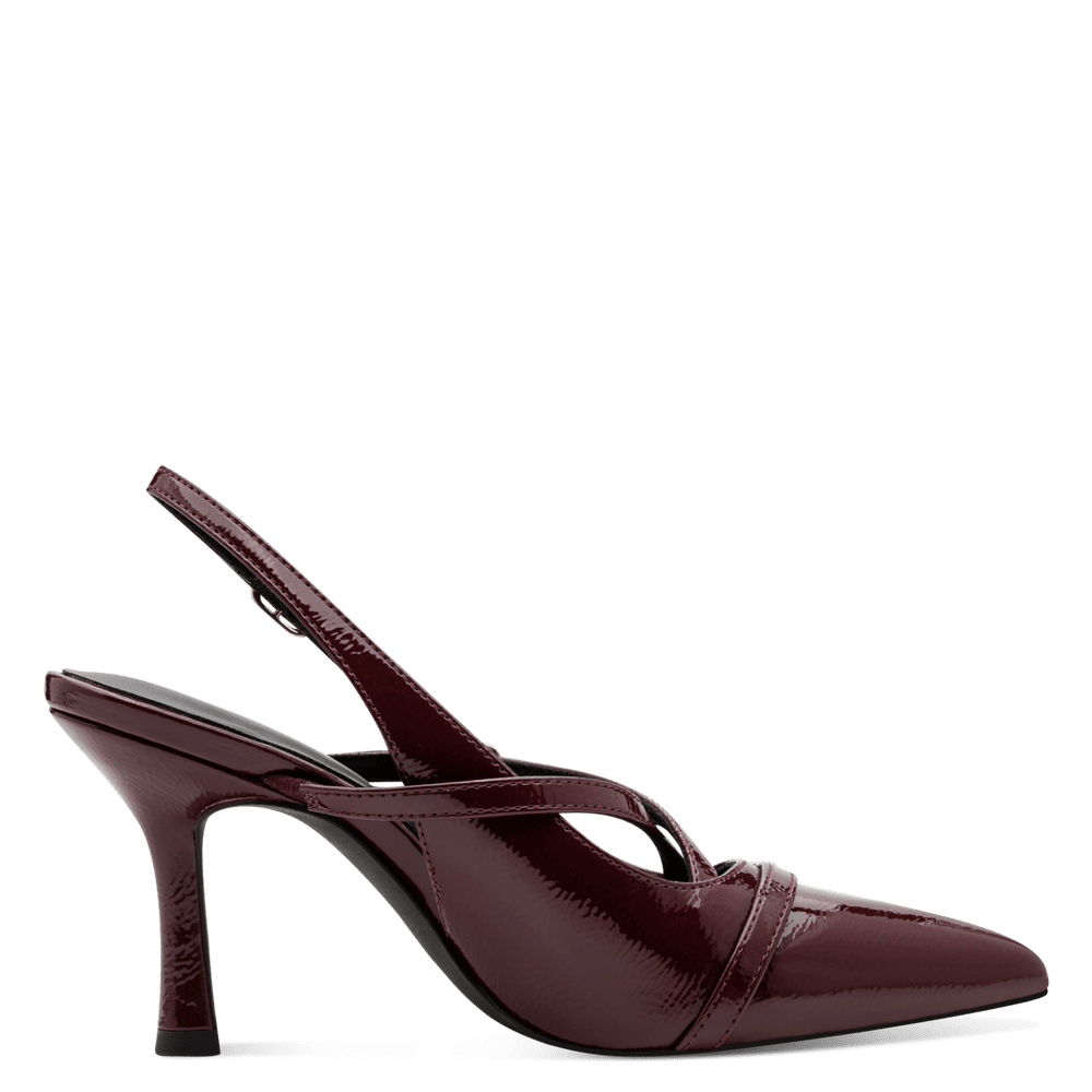 Marco Tozzi women's burgundy patent slingback heel