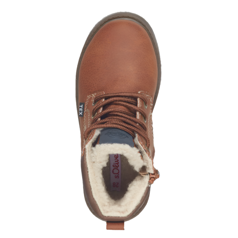 S.Oliver boys' cognac lace-up boot
