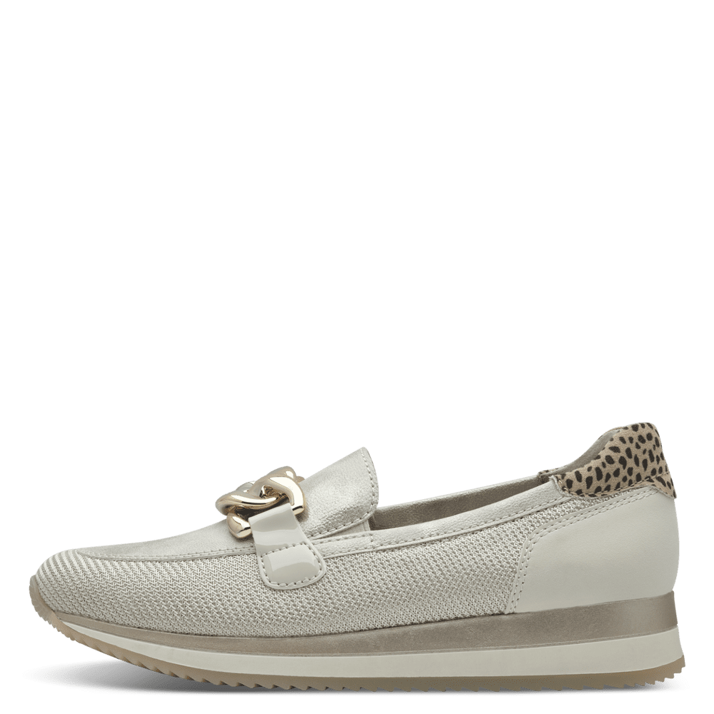 Jana women's gold and beige leather shoe
