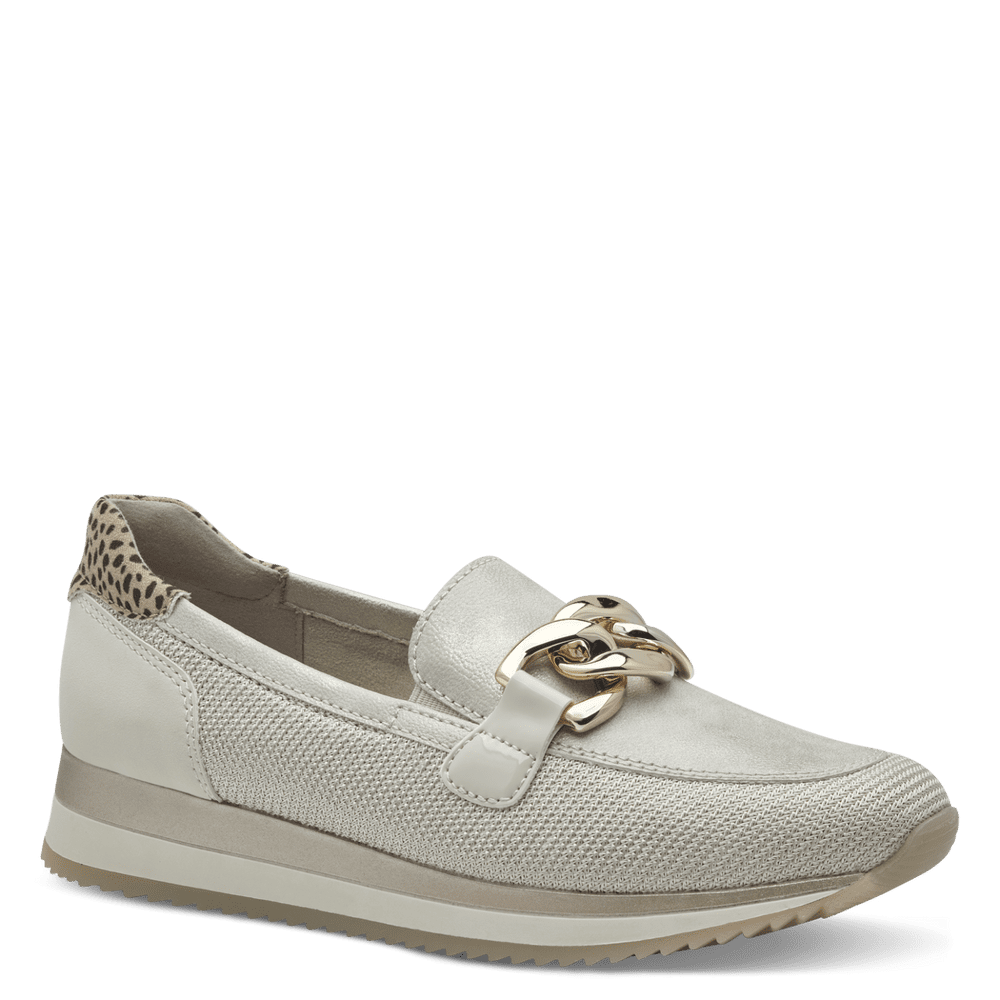 Jana women's gold and beige leather shoe