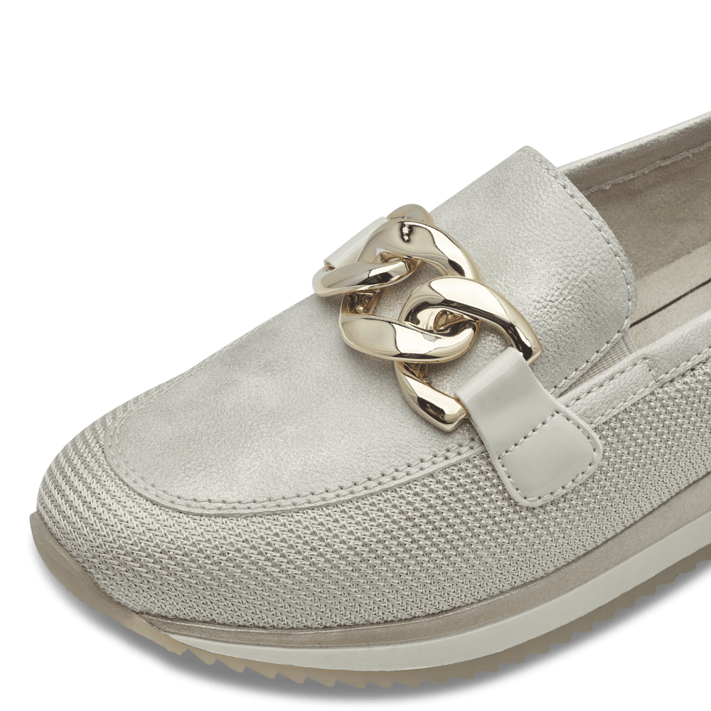 Jana women's gold and beige leather shoe