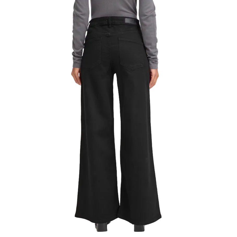Ichi women's black wide-leg denim jeans