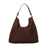 XTI women's brown suede-effect shoulder bag with gold-tone detail