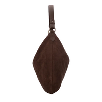 XTI women's brown suede-effect shoulder bag with gold-tone detail