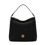 XTI women's black suede-effect shoulder bag with gold-tone detail
