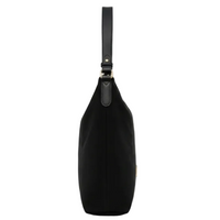 XTI women's black suede-effect shoulder bag with gold-tone detail