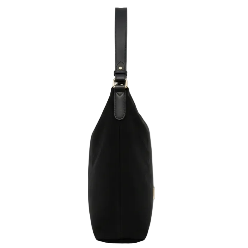 XTI women's black suede-effect shoulder bag with gold-tone detail