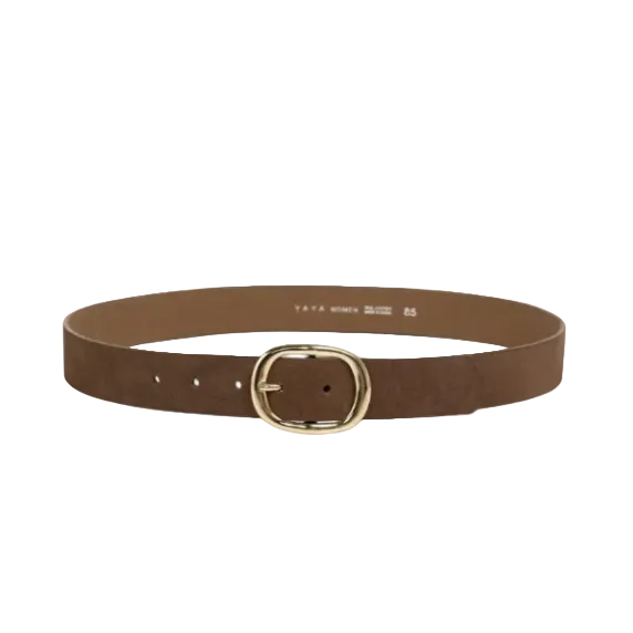 YAYA Womens Belt Suede Oval Buckle Delicioso Brown