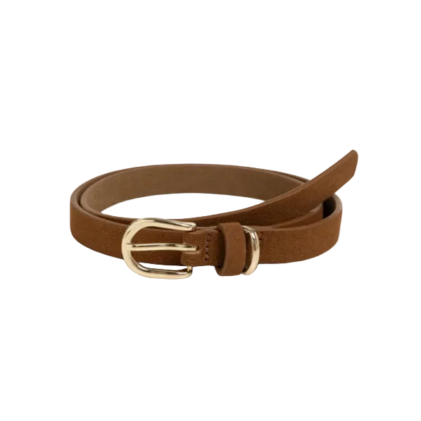 YAYA Womens Belt Suede Round Buckle Metal Loop Partridge Brown