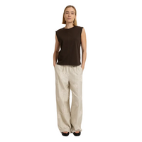 YAYA Womens Top Sleeveless Subtle Sleeve Details Delicioso Brown