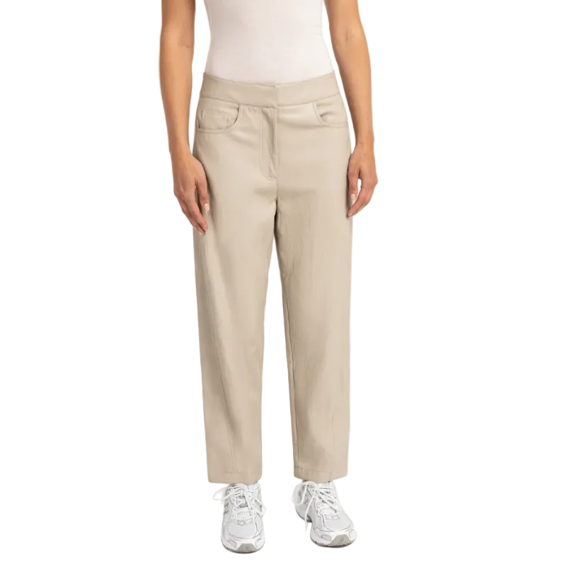Yaya women's cashmere grey faux leather carrot fit trousers