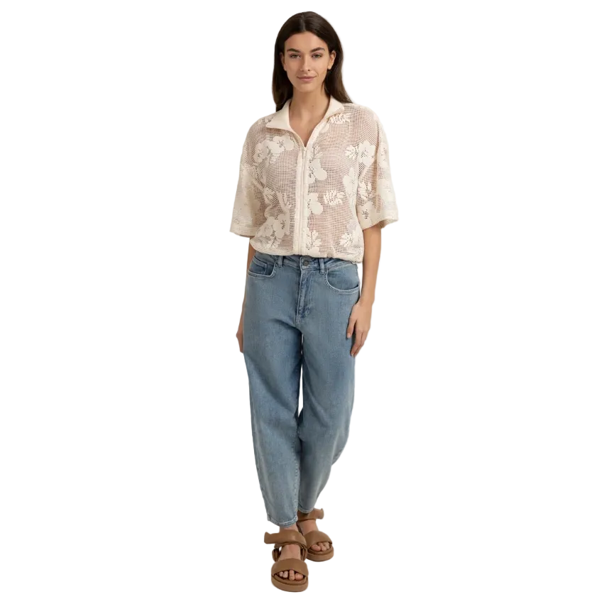 YAYA Womens Jean Loose Fit Mid Blue Denim