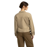 YAYA Womens Blouse Poplin Adjustable Waist Long Sleeves Elmwood Green