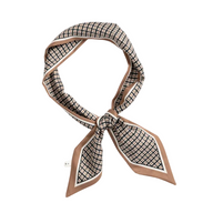 YAYA Womens Scarf Small Satin Striped Pattern Beige Dessin