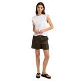 YAYA Womens Top Sleeveless Subtle Sleeve Details Pure White