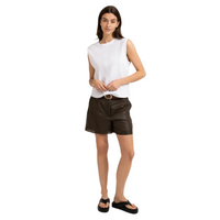 YAYA Womens Top Sleeveless Subtle Sleeve Details Pure White