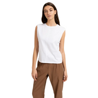 YAYA Womens Top Sleeveless Subtle Sleeve Details Pure White