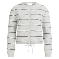 YAYA Womens Cardigan Striped Knitted Medium Grey Melange