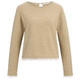 YAYA Womens Top Fine Knit Cornstalk Brown Melange