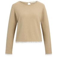 YAYA Womens Top Fine Knit Cornstalk Brown Melange