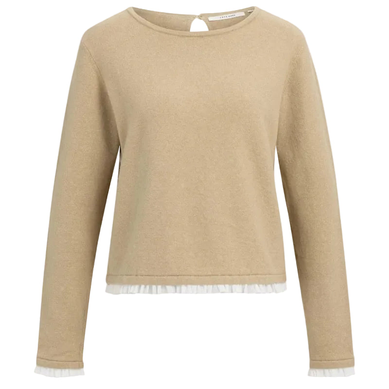 YAYA Womens Top Fine Knit Cornstalk Brown Melange