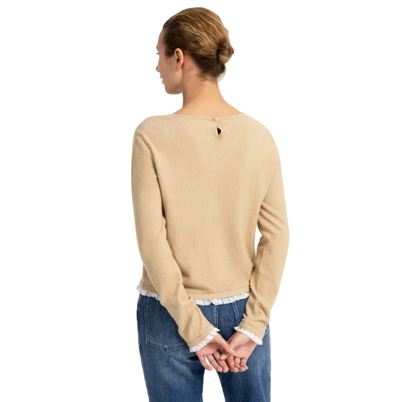 YAYA Womens Top Fine Knit Cornstalk Brown Melange