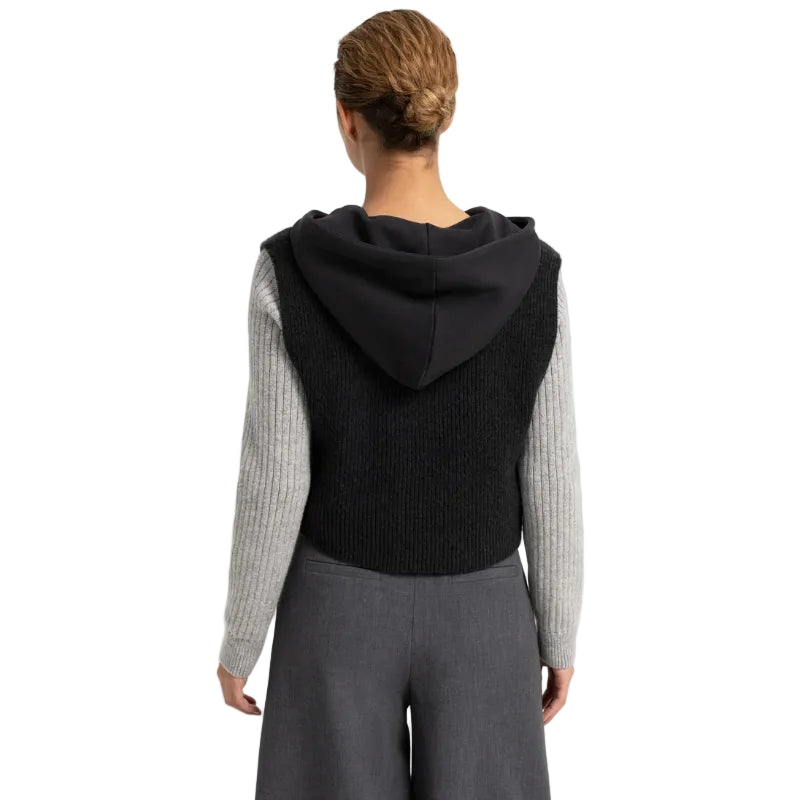 YAYA Womens Top Sleeveless Knitted Hole Black