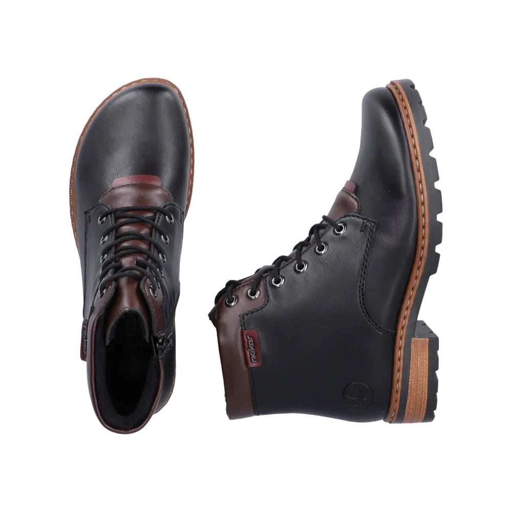 Rieker women's black lace-up ankle boot