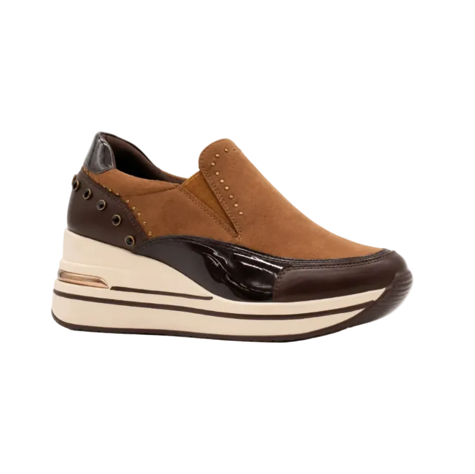 Zanni & Co Bozhou women's tan and brown wedge shoe