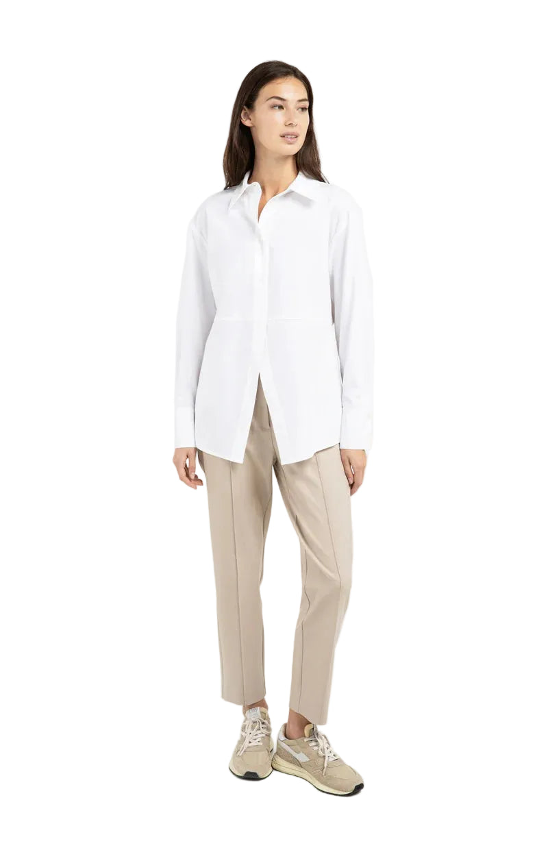 YAYA Womens A-Line Poplin Blouse Pure White