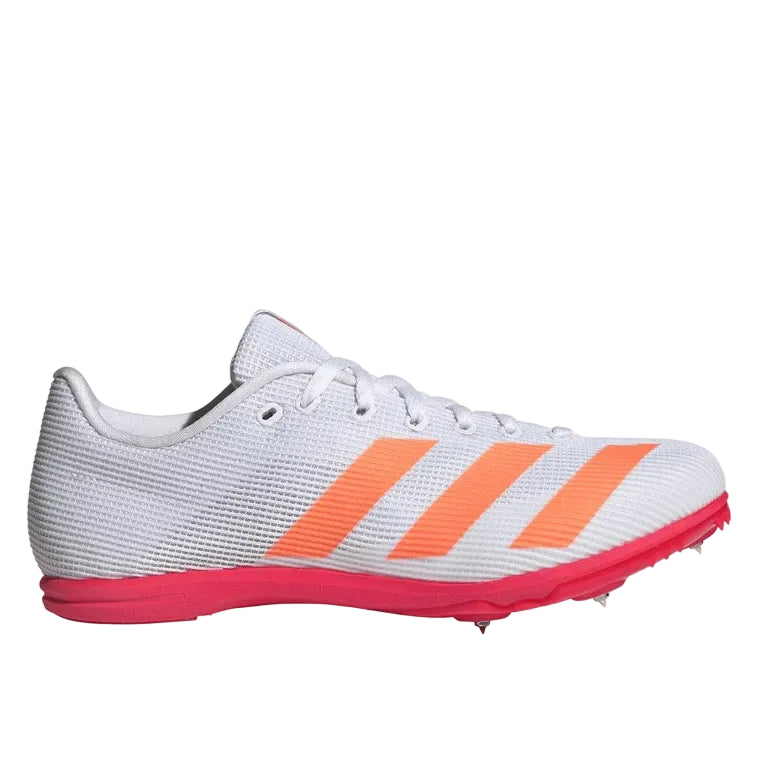 Adidas Junior Running Spikes JR4876 Cloud White/Lucid Orange/Silver Metallic