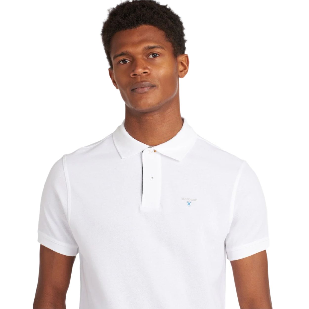 Barbour Mens Shirt Polo Tartan Pique Racing White