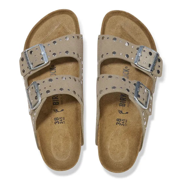 Birkenstock Womens Sandal Arizona Rivet Border Taupe