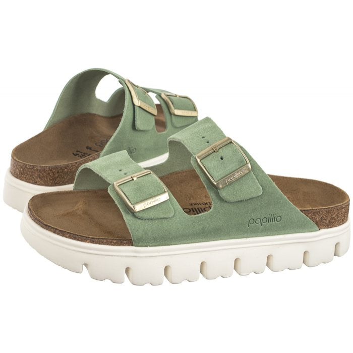 Birkenstock Womens Arizona Pap Chunky Sandal Green Tea