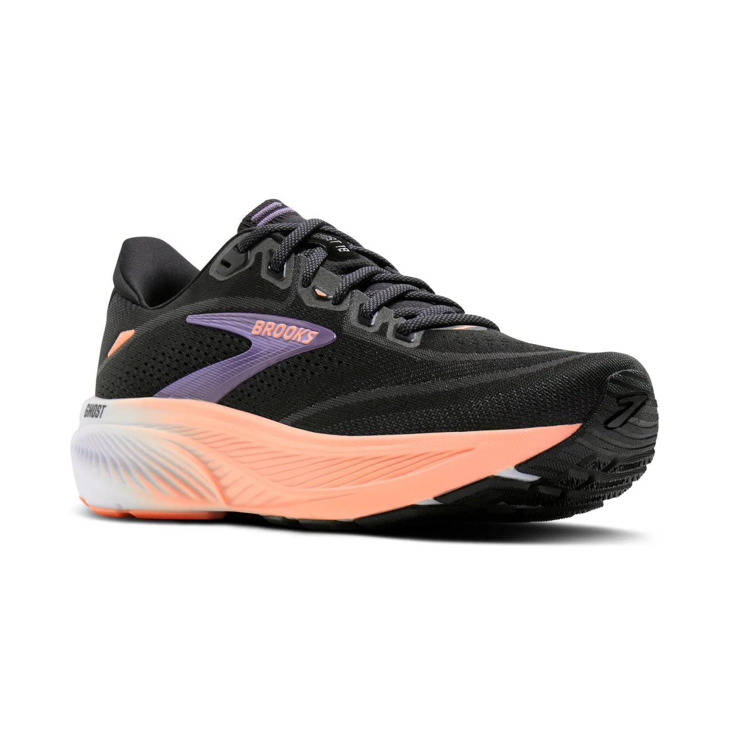 Brooks Womens Trainer Ghost 18 Black/Mulled Grape/Peach