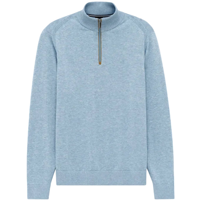 Bugatti men's blue cotton quarter-zip top