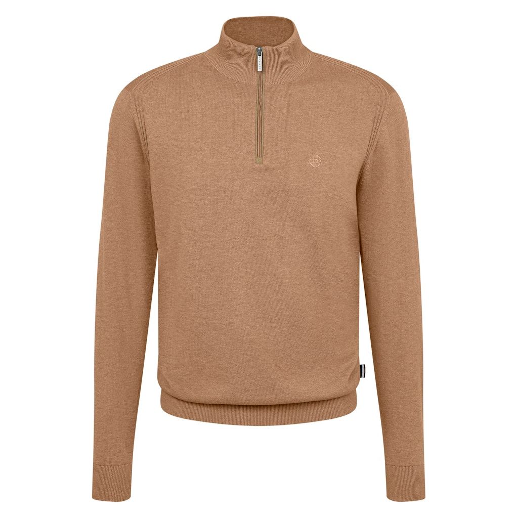 Bugatti Mens Sweater Knit Troyer 1/4 Zip Taupe