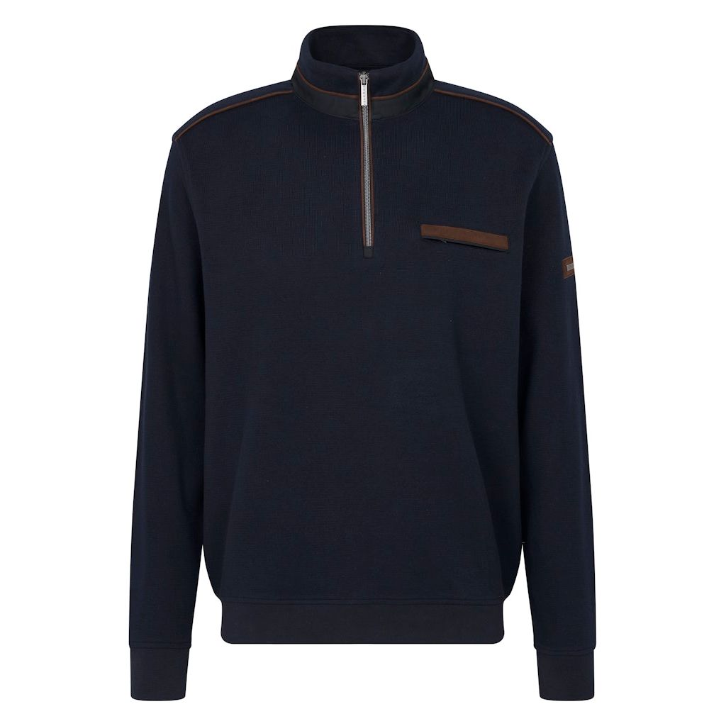 Bugatti Mens Troyer Zip Sweatshirt Navy Blue