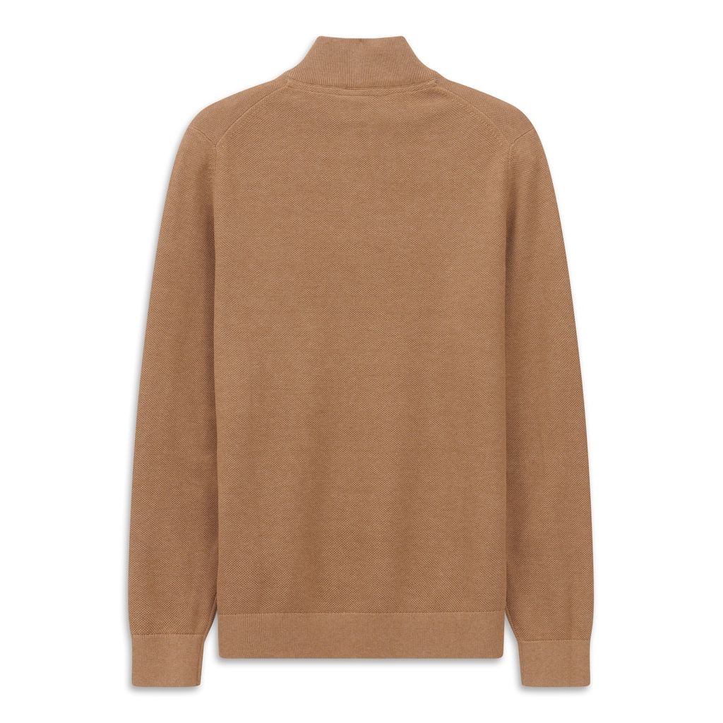 Bugatti Mens Sweater Knit Troyer Taupe