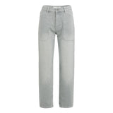 YAYA Womens Wide Leg Cargo Jeans Mid Grey Denim