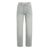 YAYA Womens Wide Leg Cargo Jeans Mid Grey Denim